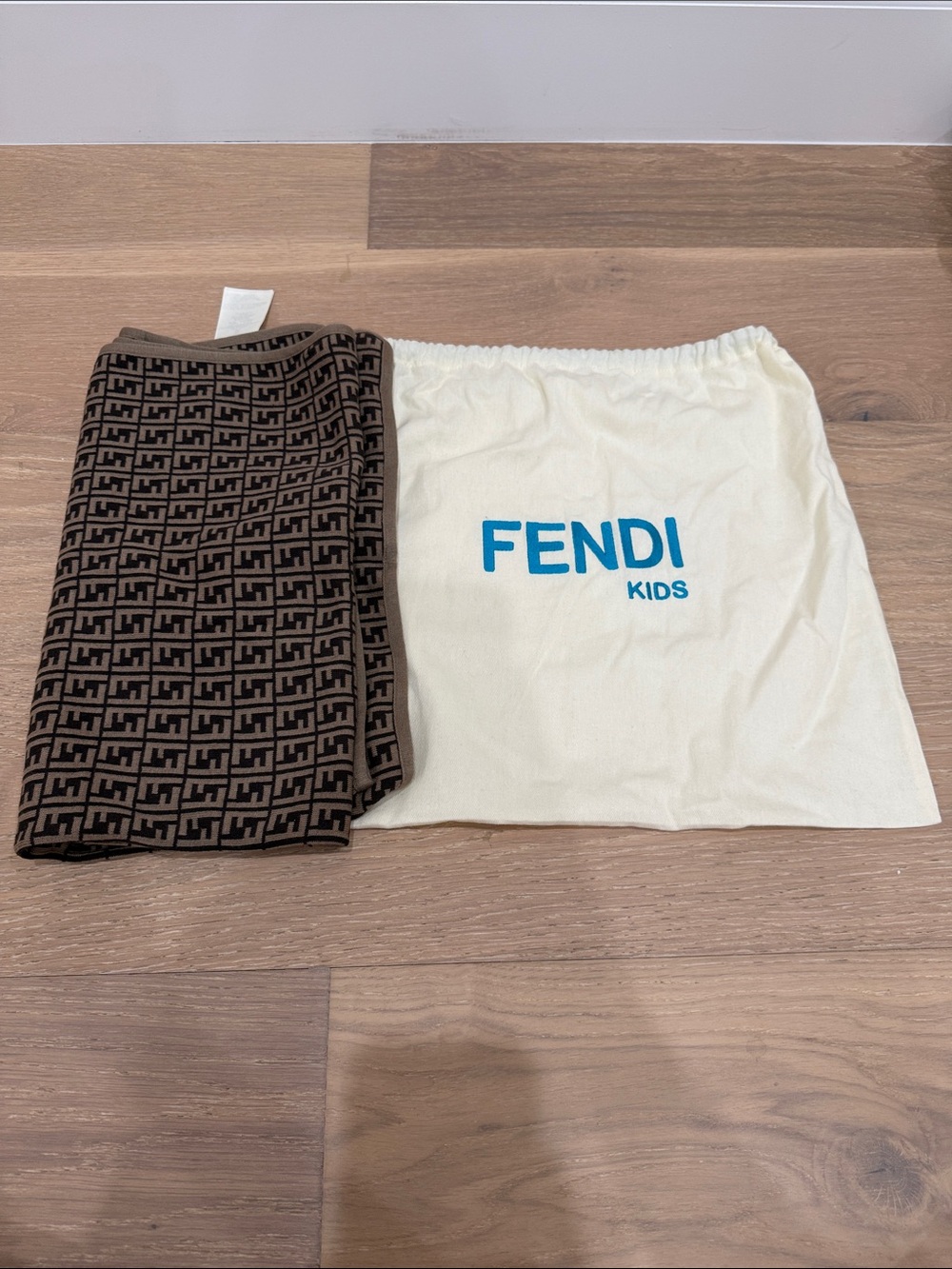 Brand new authentic Fendi baby blanket Brown and Black FF Logo